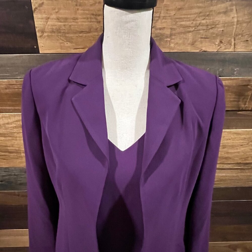 Women's Two Piece Purple Coldwater Creek Midi Cap Sleeve Dress & Blazer, Size 8